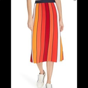 NWT Tory Sport Tech Knit Pace Stripe Midi Skirt M